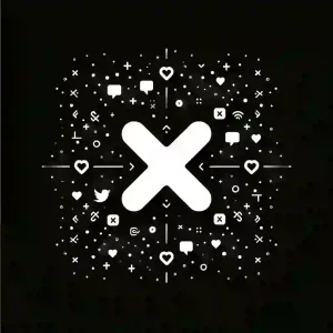 Logo de la red social X con emojis alusivos a reacciones de redes sociales y reacciones al rededor